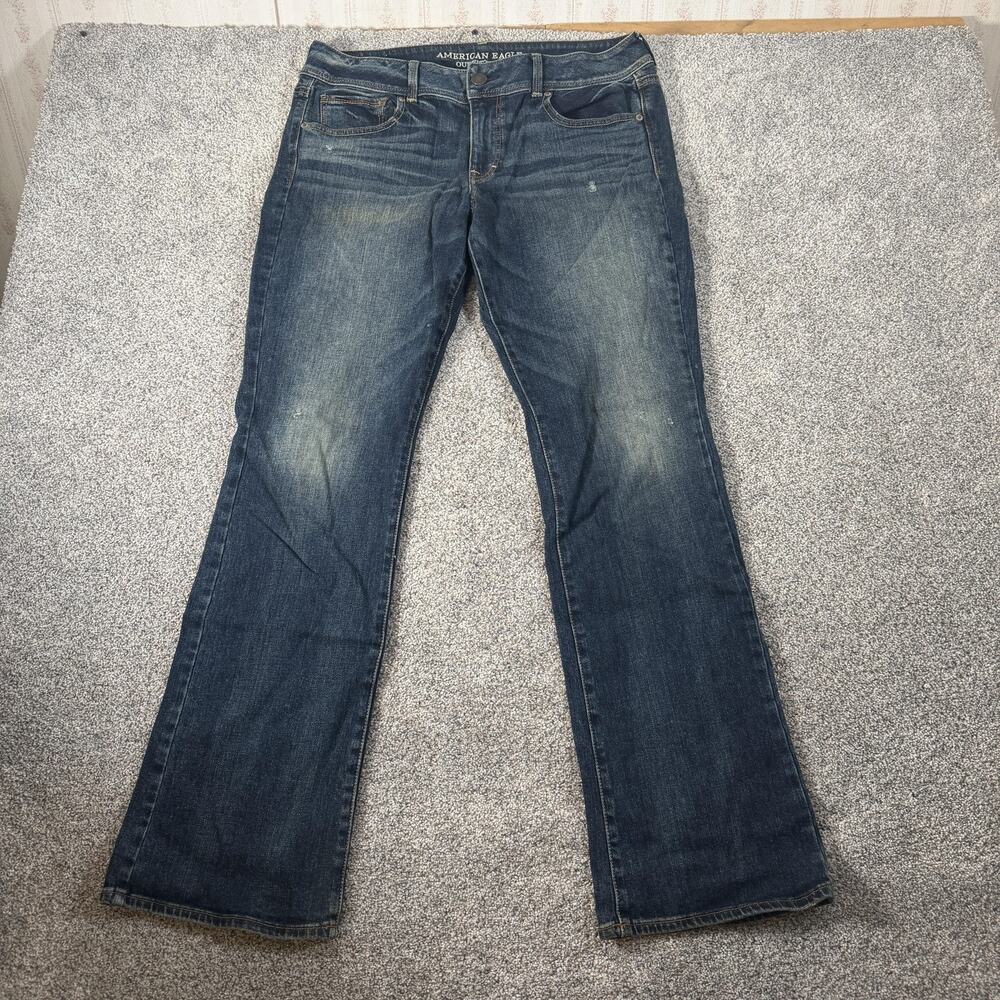 American Eagle Kick Boot Stretch Jeans 14L 34x32 Blue Mid Rise Bootcut Denim